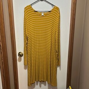 Old Navy Mustard Striped Long Sleeve Dress
